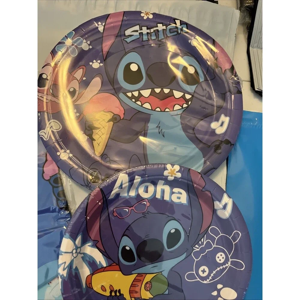 Stitch Party Supplies, 8 Plates, 20 Napkins and 1 Tablecover for Aloha Stitch